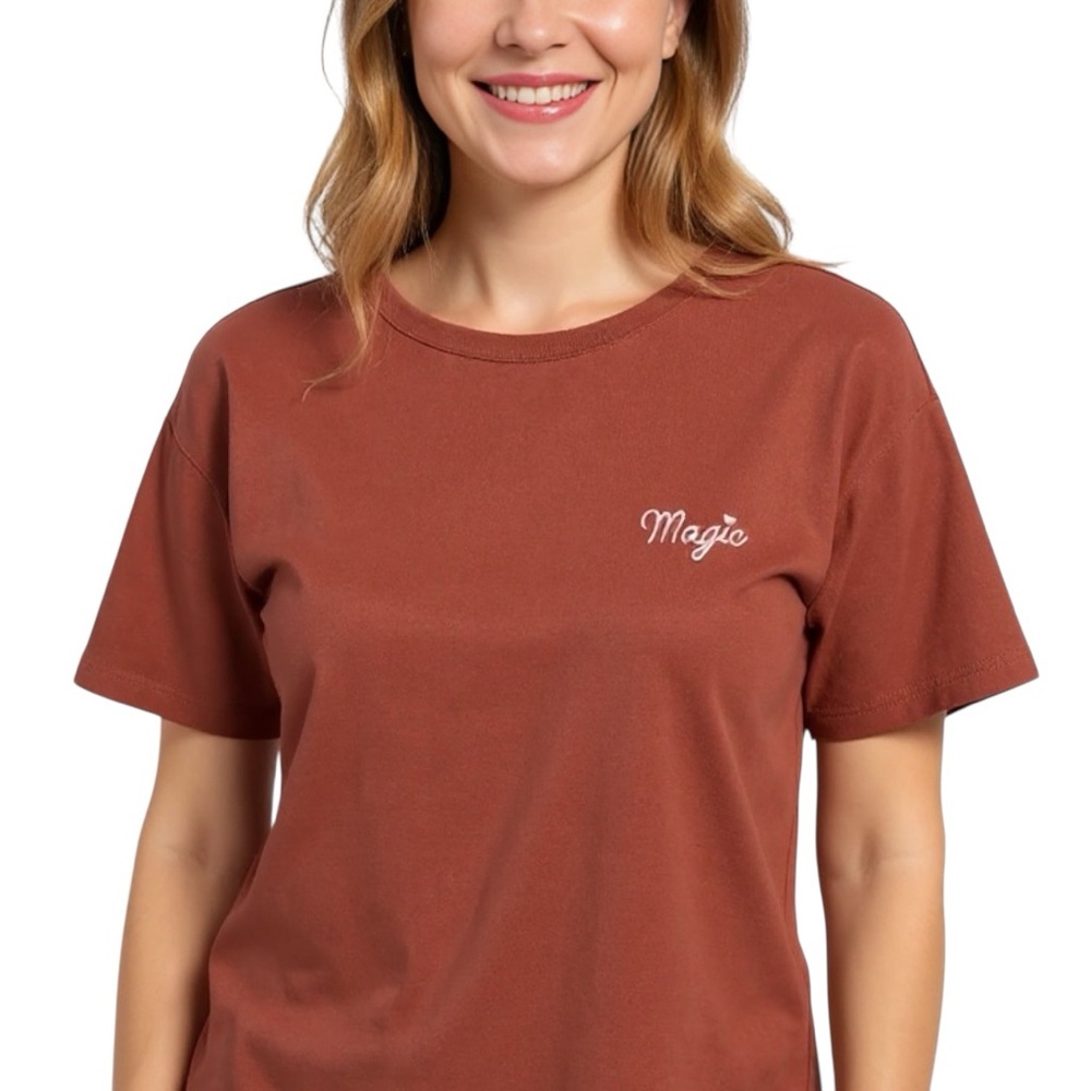 Joe Fresh Rust colour Cropped T-Shirt Short Sleeve Relaxed Fit